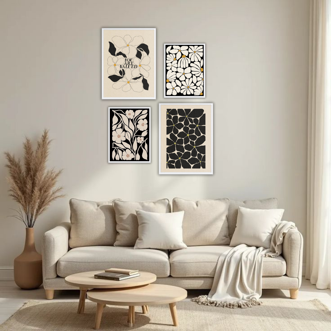 Botanical Gallery Wall Frames – Set of 4 | Premium Wall Art