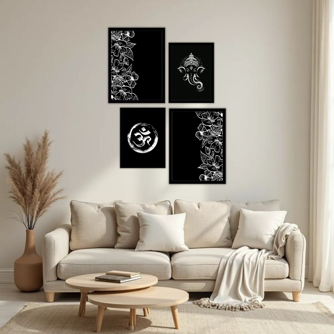 Ganesha & Om Gallery Wall Frames – Set of 4 | Wall Art