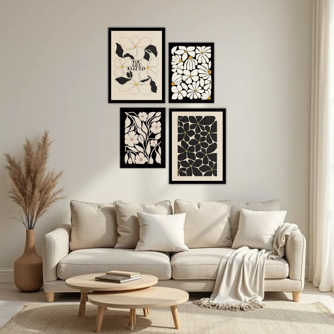 Botanical Gallery Wall Frames – Set of 4 | Premium Wall Art