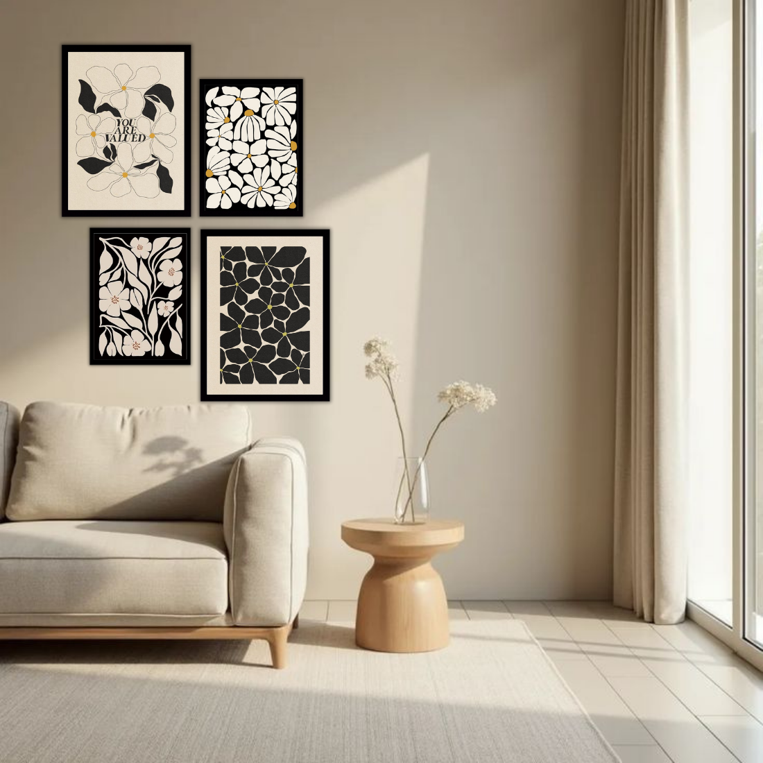 Botanical Gallery Wall Frames – Set of 4 | Premium Wall Art