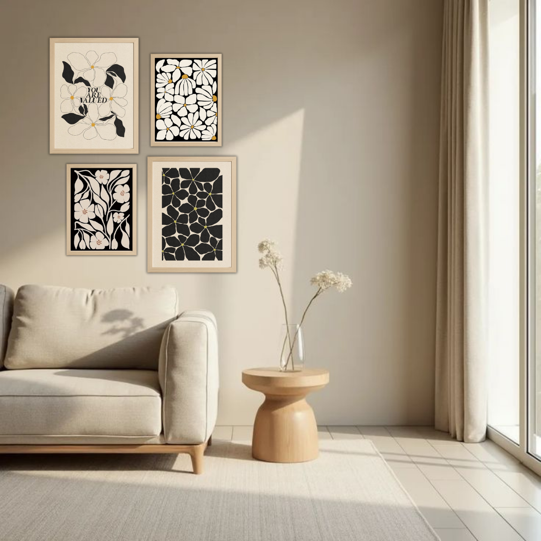 Botanical Gallery Wall Frames – Set of 4 | Premium Wall Art