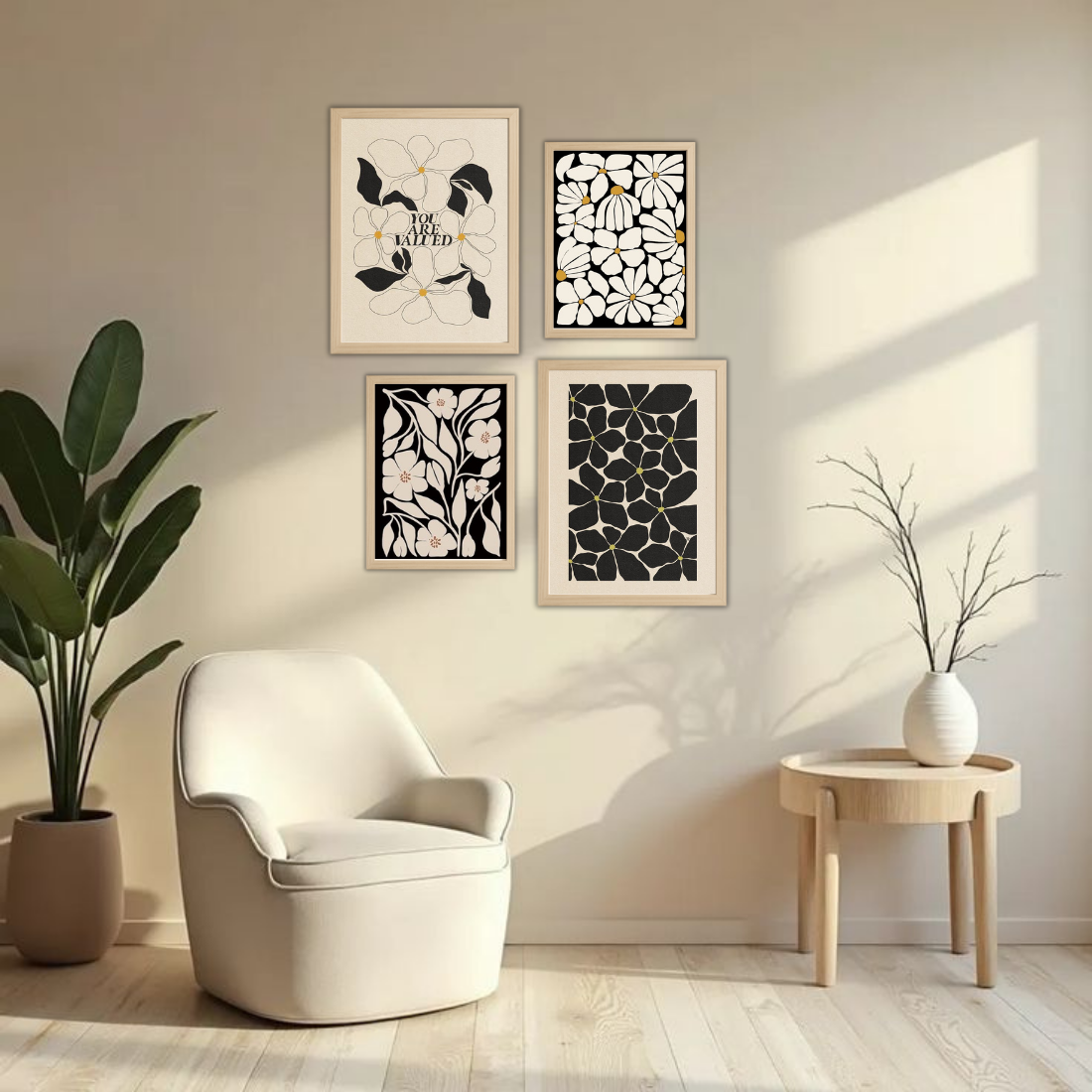 Botanical Gallery Wall Frames – Set of 4 | Premium Wall Art