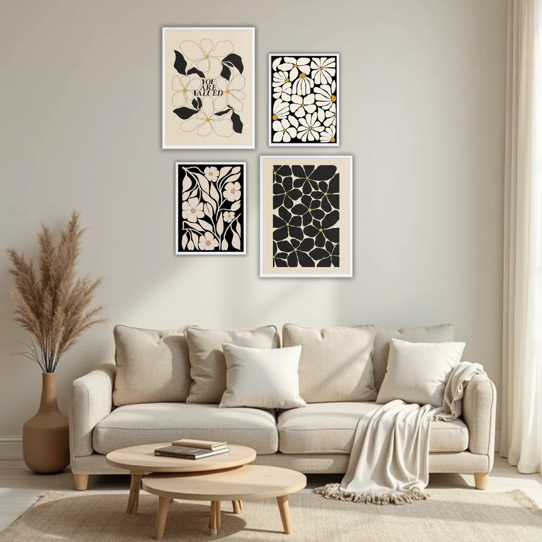 Botanical Gallery Wall Frames – Set of 4 | Premium Wall Art