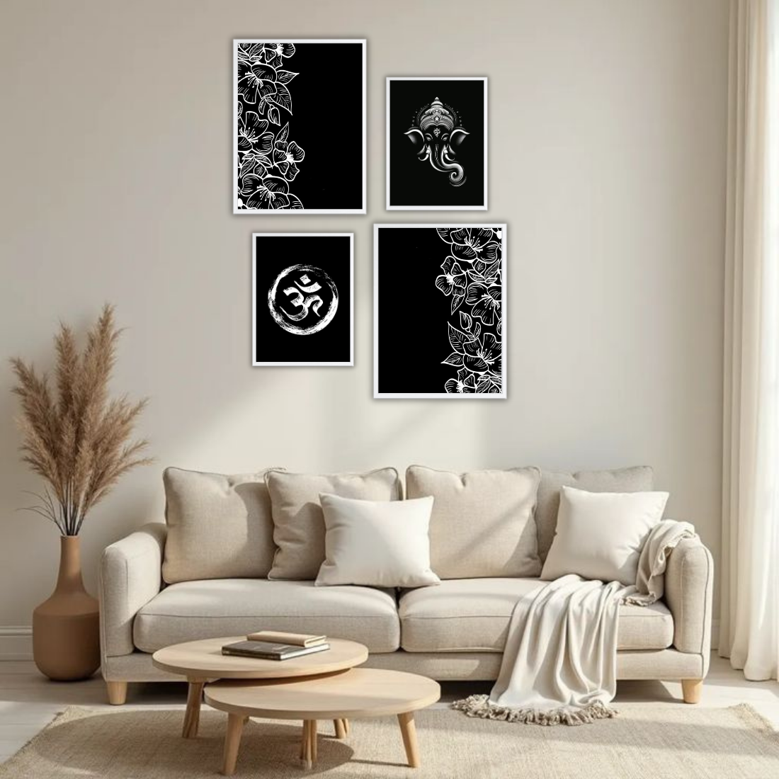 Ganesha & Om Gallery Wall Frames – Set of 4 | Wall Art