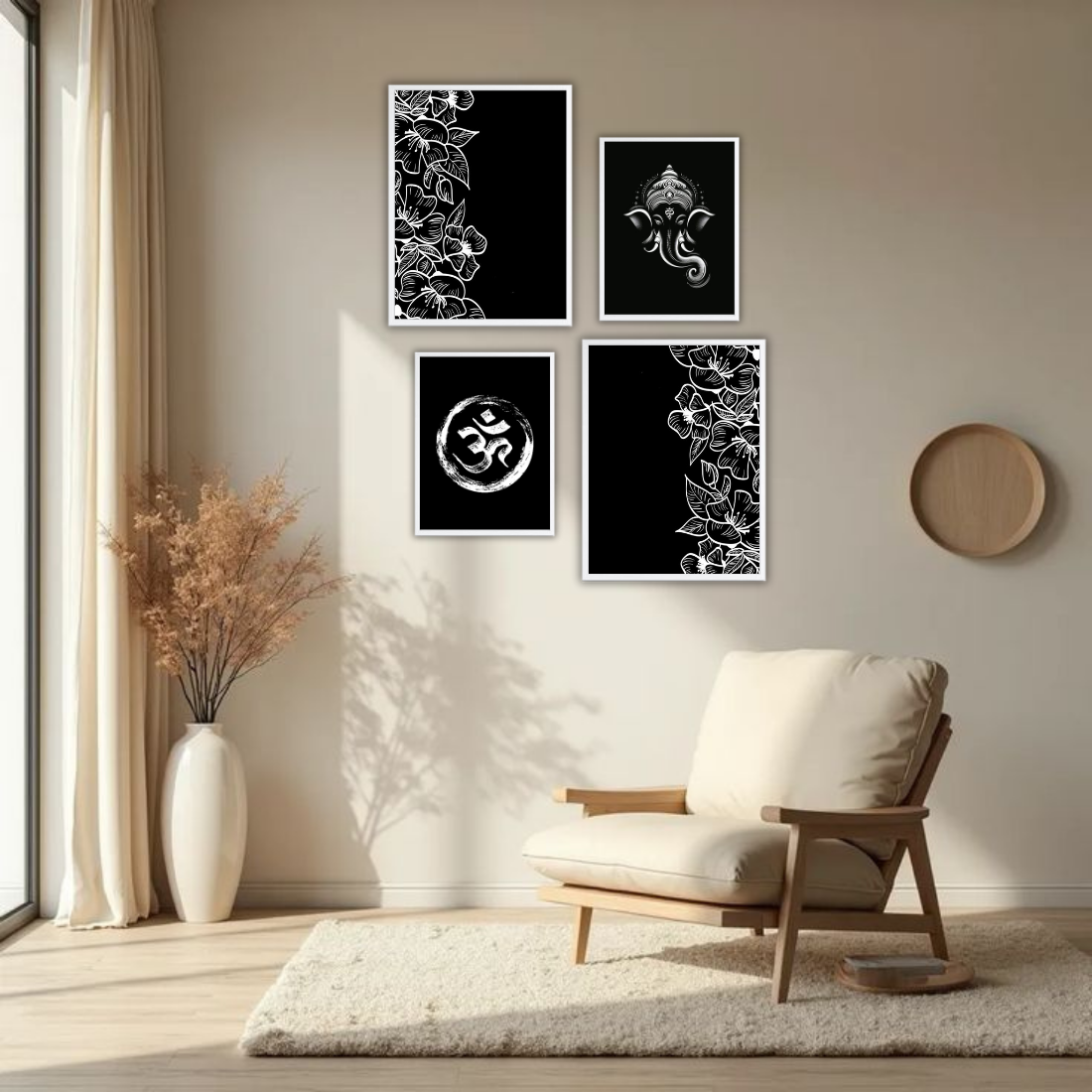 Ganesha & Om Gallery Wall Frames – Set of 4 | Wall Art