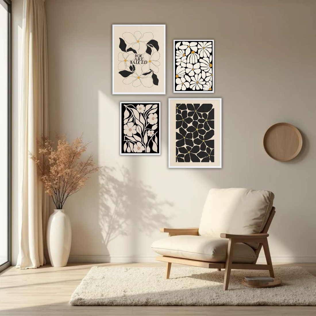 Botanical Gallery Wall Frames – Set of 4 | Premium Wall Art